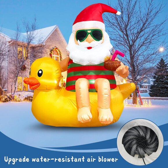 🆕4.5FT Christmas Inflatables Cute Blow Up Duck Santa Claus Outdoor Decorations - Picture 8 of 10